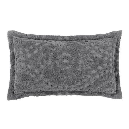 BETTER TRENDS Better Trends SHR2036GRY Rio Cotton Pillow Sham; Gray - King Size SHR2036GRY